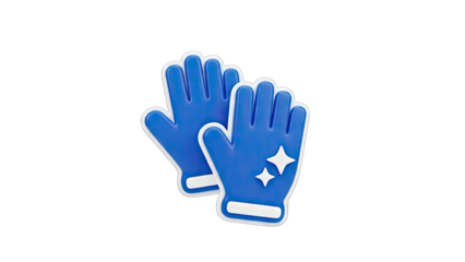 Blue Cleaning Gloves with Sparkles on White Background