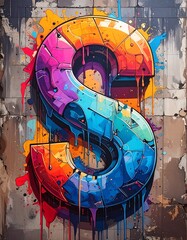 Vibrant, graffiti-style letter "S