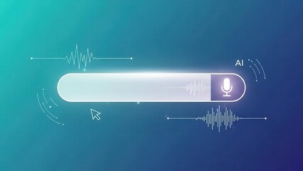 AI Voice Assistant Interface with Sound Waves and Microphone Icon