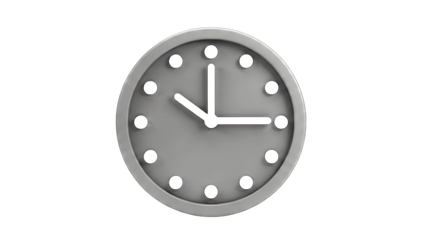 Gray Clock Showing Time on White Background