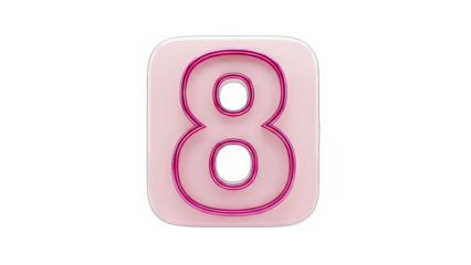 Pink Number Eight on a Rounded Square - Isolated