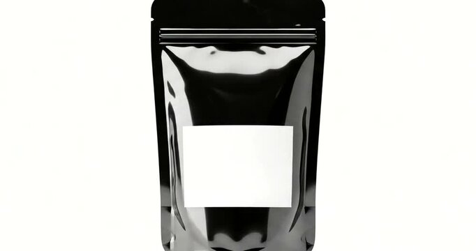 Black resealable pouch with blank label