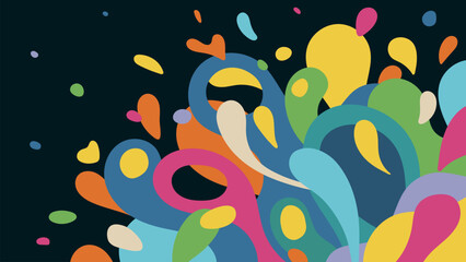 Abstract Colorful Floral Background with Cute Flowers and Nature Elements