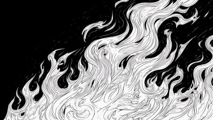 Monochrome Flames - A Detailed Illustration of Fire and Energy.