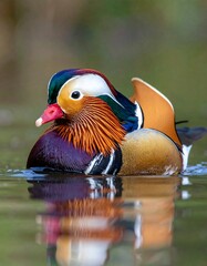 Vibrant mandarin duck on water