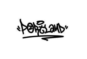 textured sprayed graffiti tagging letter PORTLAND isolated design