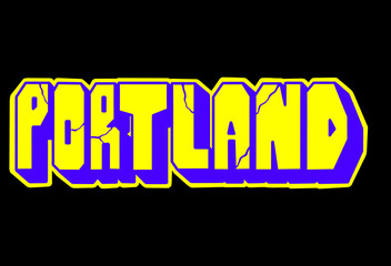textured graffiti letter PORTLAND city name blockbuster style design