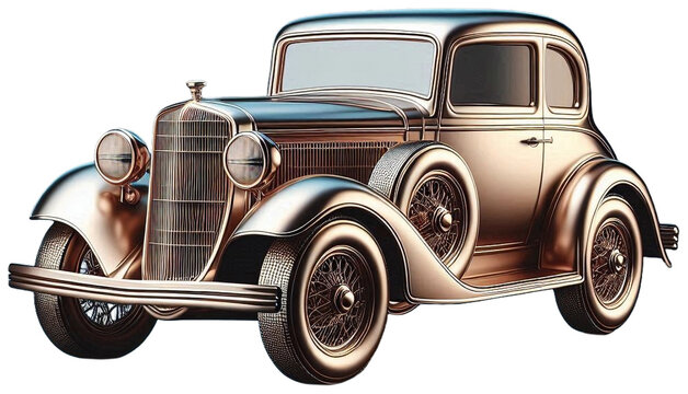 Vintage Classic Car 3D Illustration with Transparent Background