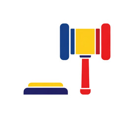 カラフルな裁判ハンマー、正義の象徴イラスト