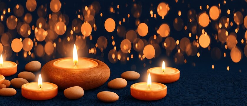 Warm Candles with Soft Glow for Relaxation and Calm Ambiance background illustration