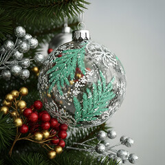 Elegant Christmas Ornament Resting on Snowy Surface