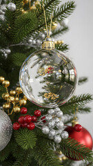 Minimal Winter Christmas Decoration with Silver Bauble