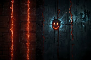 Red ghost electric light crack in dark background for Halloween