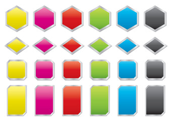 Colorful angular frame set with metallic edges