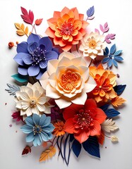 Vibrant paper flowers in a colorful bouquet