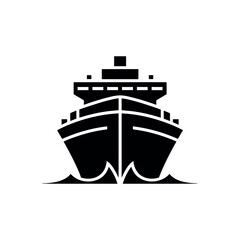 Fototapeta premium A simple black and white illustration of a large cruise ship at sea