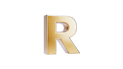 Golden Letter R Isolated on White Background