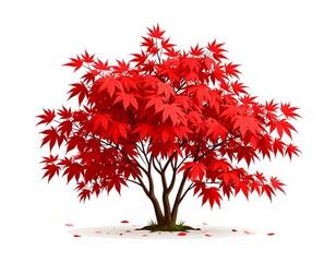 Vibrant red maple tree, full autumn foliage