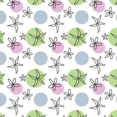 Floral seamless pattern for print, fabric, wallpaper. Modern hand drawn flowers background. 