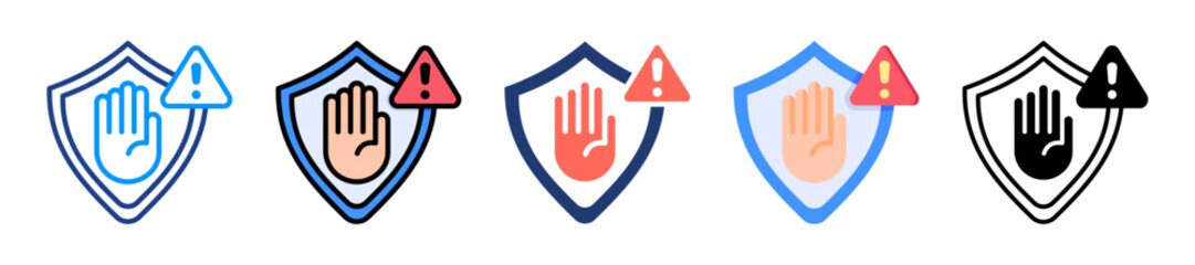 Fototapeta premium Risk Prevention Icon Sheet Multiple Style Collection 