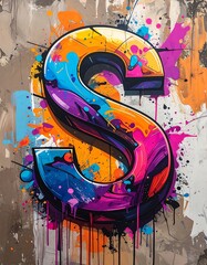 Vibrant, stylized capital letter "S" in bold, colorful, graffiti-style art