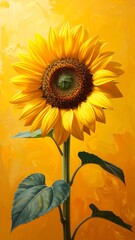 Vibrant sunflower against a golden backdrop