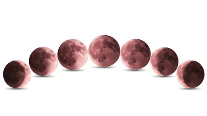 Lunar Eclipse Phases Sequence Showing Moons Transformation Across Sky.