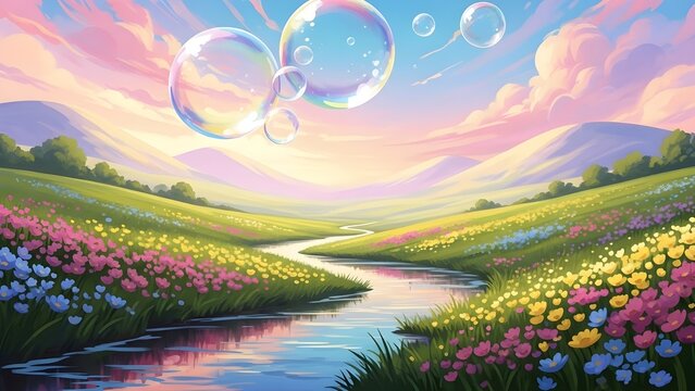 estilo abstracto del paisaje natural.
 Ilustraci&oacute;n 3d de alta calidad