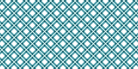 Fototapeta premium Seamless teal plaid pattern with white squares and layered grid lines, forming a fresh checkered background ideal for textiles, wallpapers, packaging, and nature-inspired designs.
