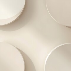 Minimalist white circles on beige background, modern abstract design