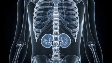Medical xray of human abdominal cavity and skeletal structure
