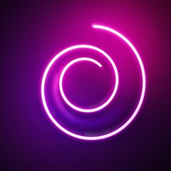 Vibrant neon pink spiral light design on dark background with glowing effect