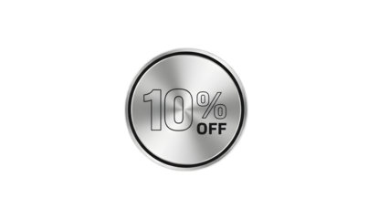 Discount badge with 10 percent off in silver and black