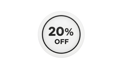 Discount badge with 20 percent off on black background
