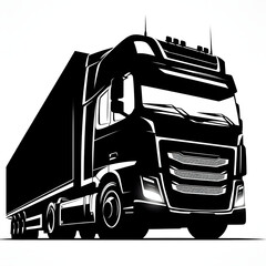 vector truck silhouette isolated on white
