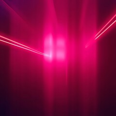 Vibrant pink laser beams shining brightly in a dark room with neon lights and abstract background texture