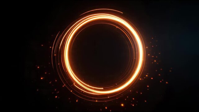 An abstract dimensional portal is opening smoothly in empty space with glowing lines.