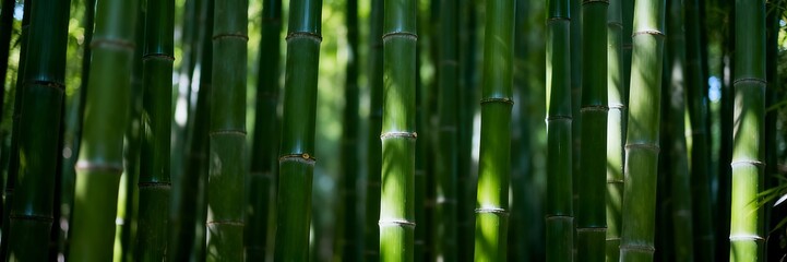 Fototapeta premium Intertwined bamboo culms form a seamless organic pattern with rhythmic green texture, ideal for tropical wallpaper, Asian design, eco backgrounds, botanical decor, and natural abstract illustrations.