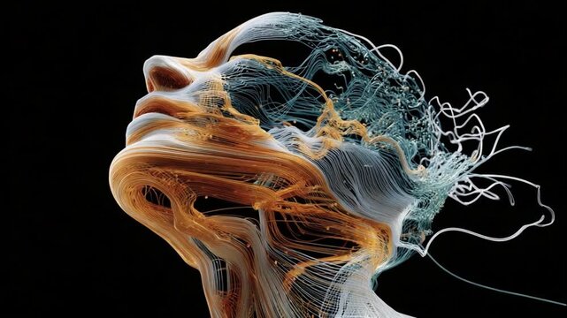 Metamorphosis of Thought: A stunning visual portrayal of the human mind, showcasing the intricate web of thoughts and emotions as they emerge from the depths of consciousness. 
