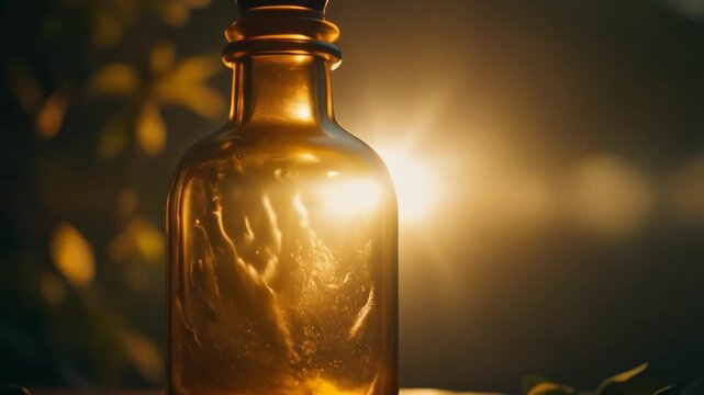 Sunset Colors Bleeding into an Old Glass Bottle