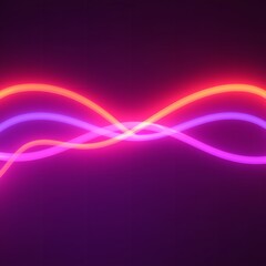 Vibrant neon light waves in purple, pink, and orange hues, abstract background with glowing lines, futuristic and dynamic design element