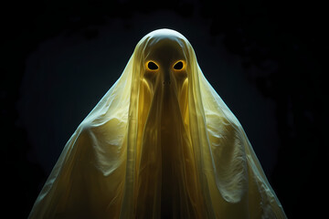 Yellow ghost face in dark Background for halloween