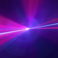 Vibrant purple and pink laser beams radiating from a central point in a dark space, creating a mesmerizing display of light and color