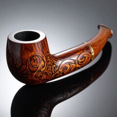 Ornate wooden smoking pipe, elegant design