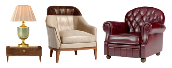 Elegant Evening Interior Illustration of Soft Comfortable Chairs and Lamp Design