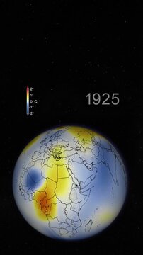 Global temperature anomalies since 1880 to 2014 graph in Earth.Vertical video. Elements of this image furnished by NASA/Goddard Space Flight Center Scientific Visualization Studio