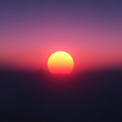 Vibrant sunset with yellow sun and purple pink gradient sky