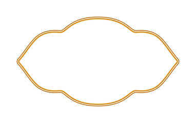 Fototapeta premium Luxury shining golden 3d frame. Gold Indian window, oriental seal, stamp, Arabic decorative element. Elegant border for awards, certificate, grand opening, greeting card, posters. Vector illustration