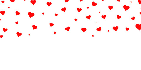 Red Seamless hearts falling on isolated transparent background for valentine's day greeting card, poster, cover design element © mahbub studio