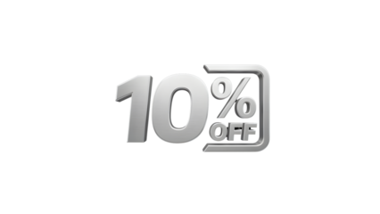 Discount offer with 10 percent off in silver letters